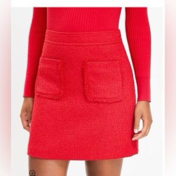Loft NWT Red Textured Tweed Women's Skirt - Picture 1 of 4